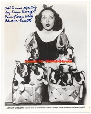 SNOW WHITE Voice ADRIANA CASELOTTI SIGNED PHOTO w/ 7 BOSTON TERRIER PUPS, Disney