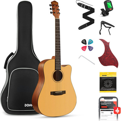 Acoustic Guitar for Beginners   Full-Size 41  Dreadnought with Cutaway, Adult Be