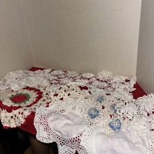 Vintage Lot Of 9 Pretty Hand Crocheted Table Doilies 1029- Estate Find