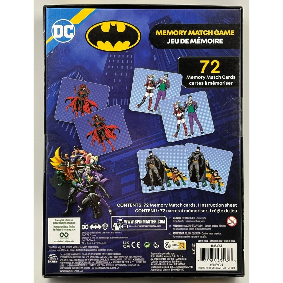 DC Batman Memory Match Game – 72 Cards – Spin Master – Ages 4+ – NEW - Image 2 of 4