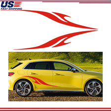 2pcs 63 Red Flame Graphics Stickers Car Body Side Skirt Decals Racincolor Red 2pcs 63 Red Flame Graphics Stickers Car Body Side Skirt Decals Racincolor Red