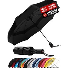 Repel Travel Umbrella Windproof Compact Auto Folding 100 MPH Black