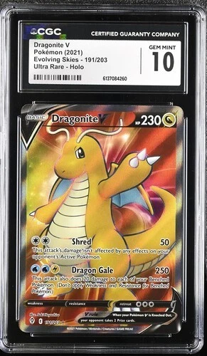 Dragonite V 191/203 Ultra Rare Holo - Evolving Skies CGC 10 GEM MINT