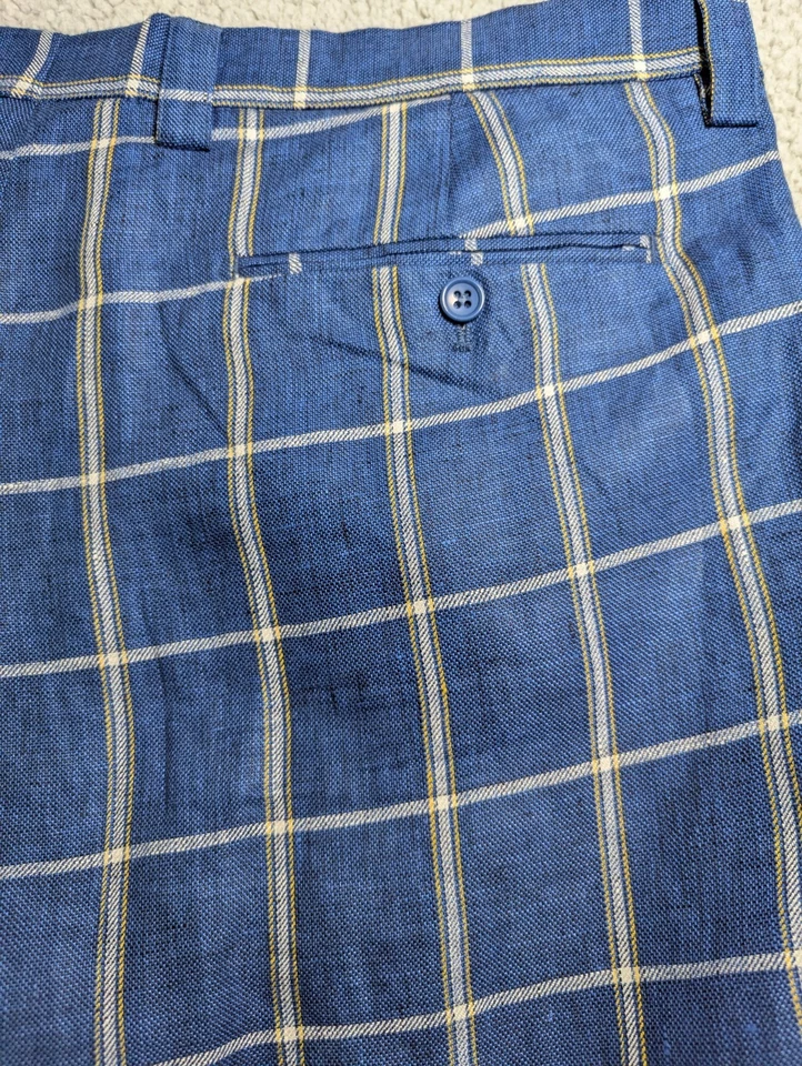 Pantalones de lino Inserch azul a cuadros 42X25 Foto 4 de 4