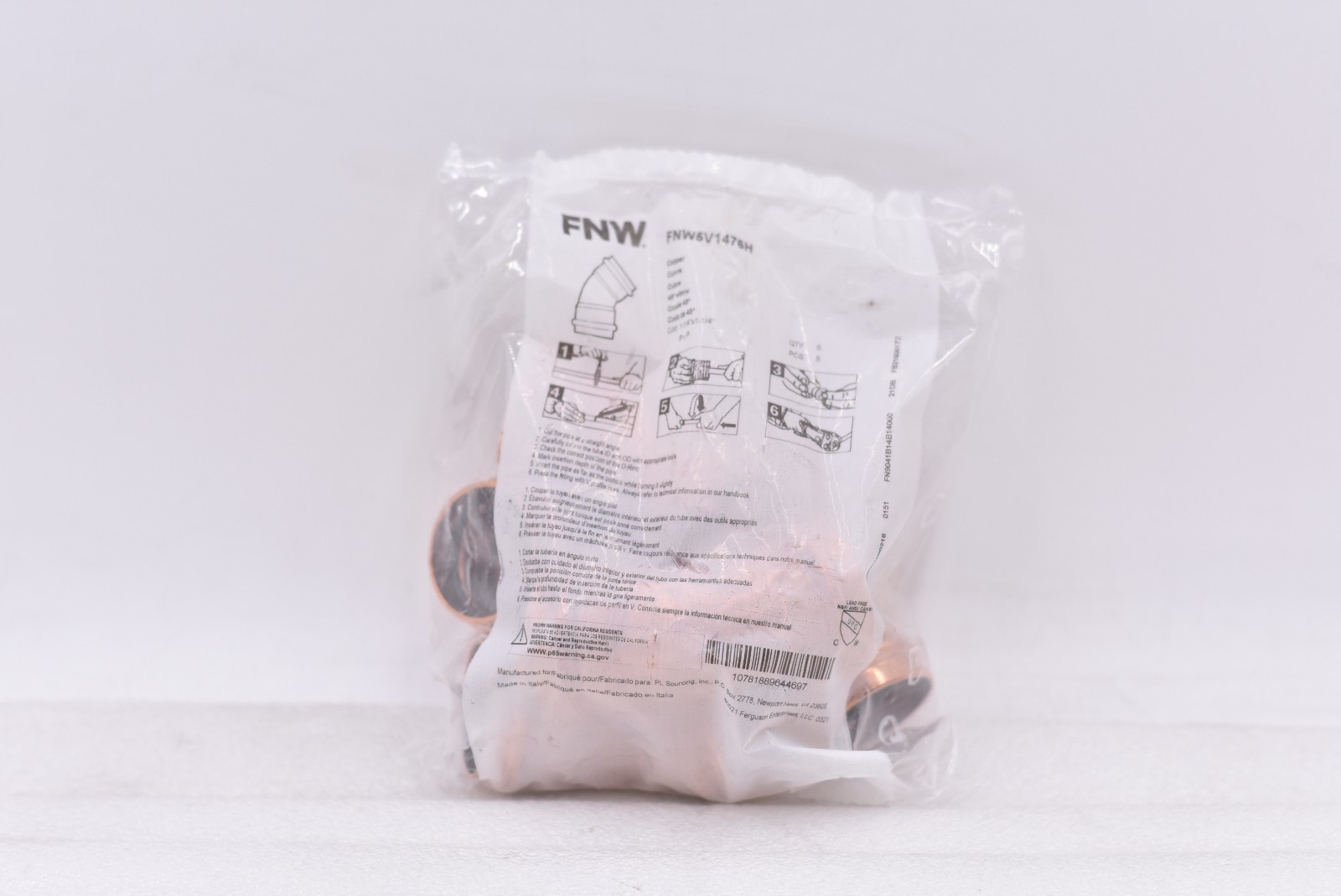 FNW FNW5V1476H Copper 45" Elbow 1-1/4"x1-1/4" Pack of 5