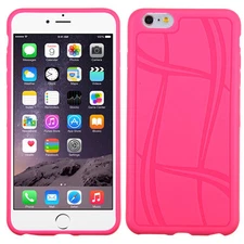 Asmyna Candy Skin Wavy Lines Texture Case for iPhone 6 Plus - Hot Pink