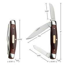 Small Pocket Knife 3-Blade 6&rdquo; Folding Knife for Hunting, Camping and Outdoors