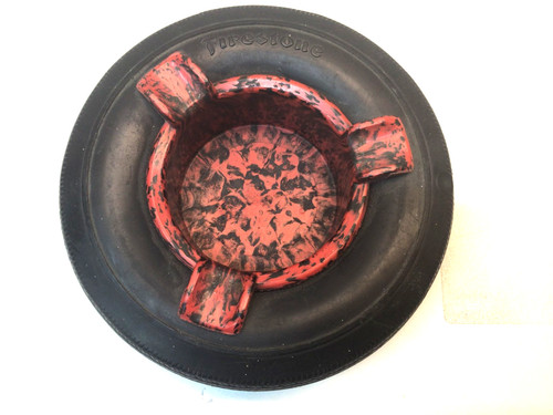 1950's Firestone Rubber Co. Mini Rubber Tire w/Bakelite Kiefer-McNeil  Ashtray