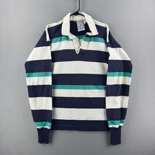 Vintage Lands End Rugby Shirt Mens Large Heavy Cotton 80s 90s Made in USA