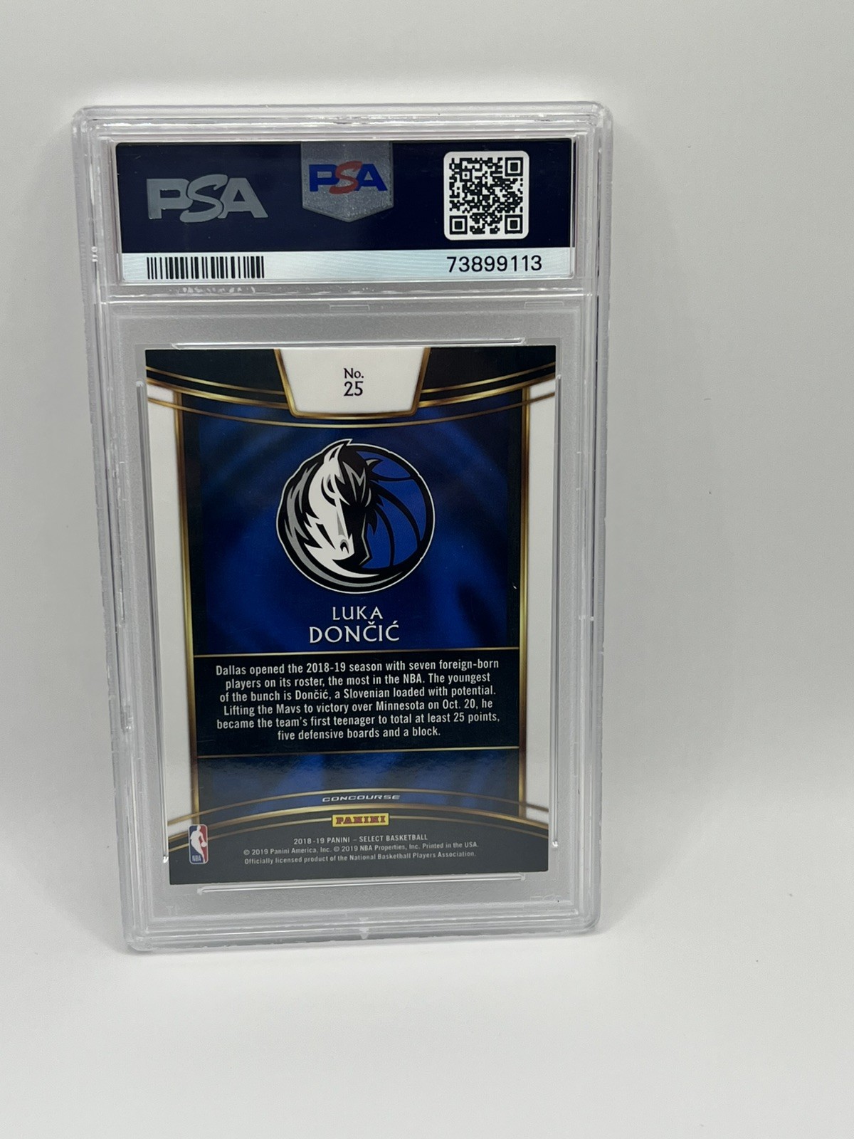 LUKA DONCIC ROOKIE🔥2018-19 Select #25🔥Luka Doncic RC ❗️PSA 9❗️Mavericks Lakers view 3