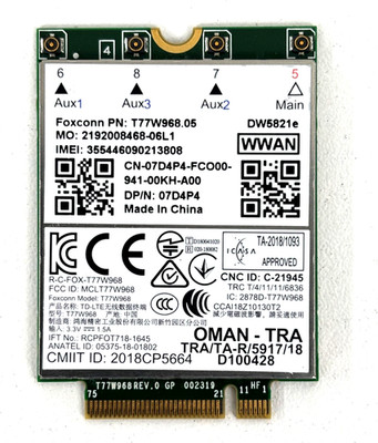 Foxconn DW5821e Wireless 4G LTE M.2 Mobile Broadband Card Dell 7D4P4