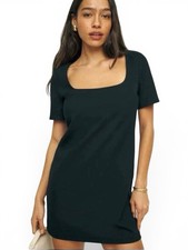 Reformation Black Square Neck Knit Mini Dress Women’s Medium