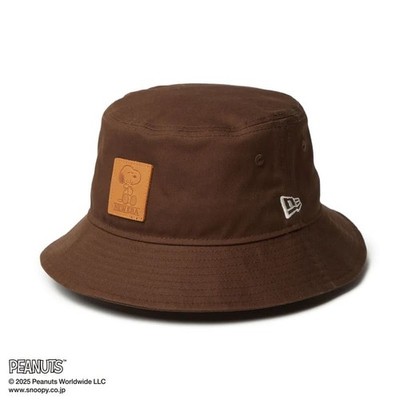 New Era Bucket 01 Peanuts Leather Patch Walnut Brown Hat S/M Japan