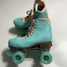 Crazy Skate Retro Teal Disco Roller Skates Sz Medium 3-6 4 Size Adjustable 