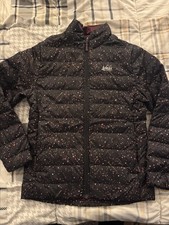 REI Co-Op Puffer Down Jacket Coat Kids Medium 10-12 Full Zip Pockets STAINED