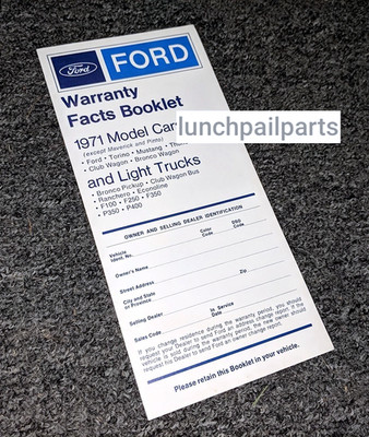NOS Ford Warranty 71 Mustang Mach 1 Ranchero Torino Cobra 429SCJ Super Cobra Jet
