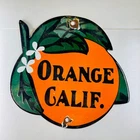Orange Calif. Porcelain Enamel Clasic Vintage Sign 6" x 5.5"