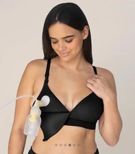 Kindred Bravely Womens Minimalist Hands Free Pumping Nursing Bra L Busty Black