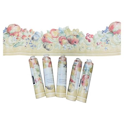 Wall Trends Wallpaper Border - Fruit and Floral Design 5 Rolls France NOS