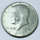 1969-D Kennedy Half Dollar 50c, 40% Silver, Circulated Coin Free Shipping #7395