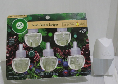 Air Wick Plug In Oil Refill, Fresh Pine & Juniper, 5 ct & NEW Plug in Warmer
