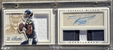 Russell Wilson 2012 Playbook RC 3 Color Patch Rookie Card AUTO *Gold* #15/49. rookie card picture