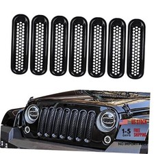 ASUBHA 7PCS Front Grill Mesh Inserts, Matte Black Front Mesh Grille Cover
