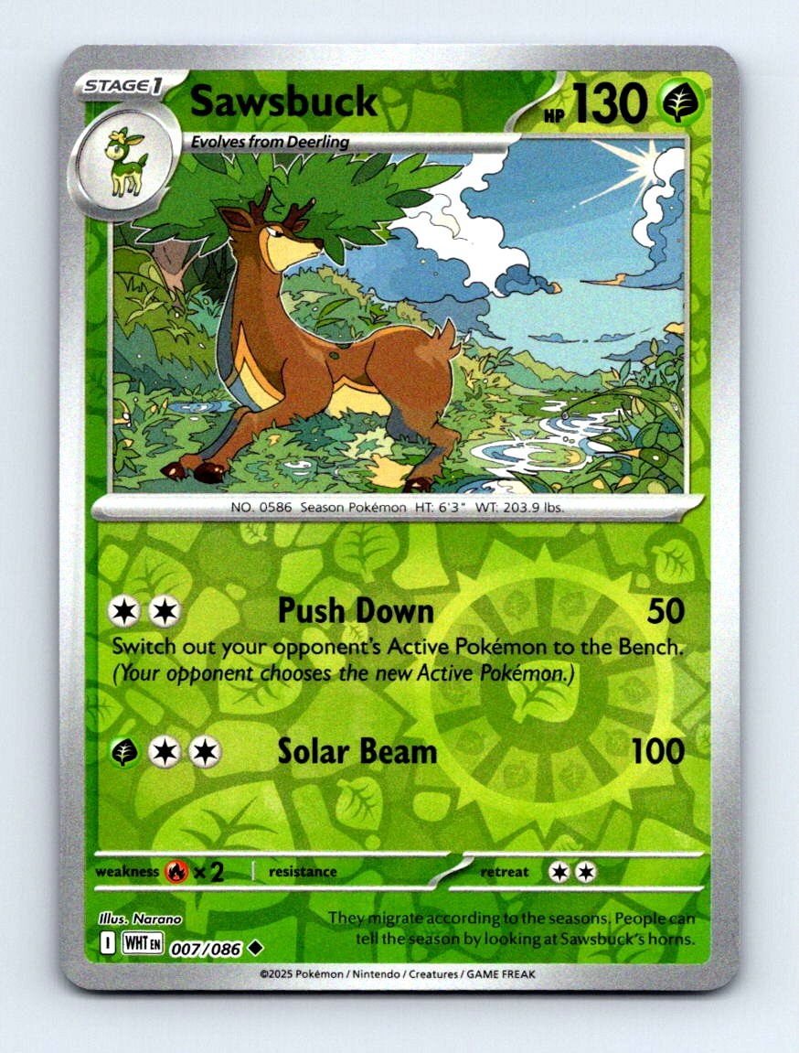 #7 2025 White Flare [ Sawsbuck REVERSE HOLO