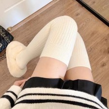 Women Long Socks Cashmere Women Boot Solid Wool Thigh Stocking Skinny Casual