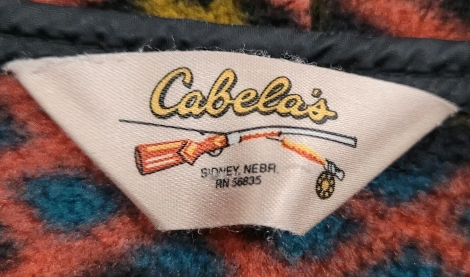 CABELAS FLEECE POLARTEC AZTEC GEOMETRIC ZIP FRONT HOODED MENS UNISEX MEDIUM - Image 3 of 4