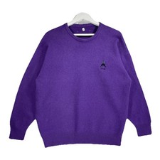 Pringle Nick Faldo Jumper Mens Size L Purple Scotland Wool Knit Golf VTG Sweater