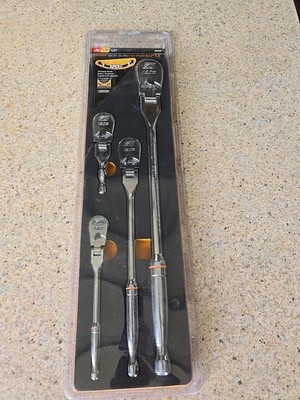 GearWrench 81230P 120XP 4 Pc 1/4'', 3/8'' & 1/2'' Flex Head Teardrop Ratchet Set