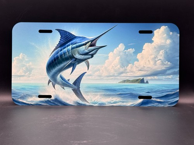 #ad Marlin Jumping out of the water license plate $25.00