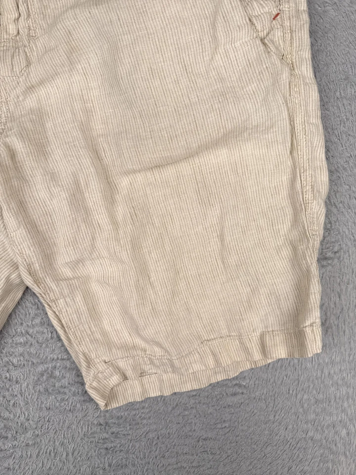 Tommy Bahama Pantalones Cortos Relax Para Hombre 38 Beige 100% Lino Rayas Cremallera Mosca Playa Foto 2 de 4