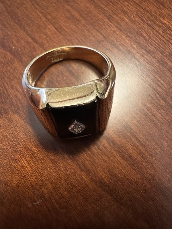 Men’s Onyx Diamond 14K GE Gold Size 12 Ring