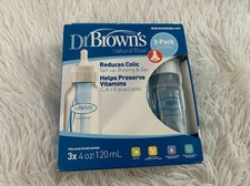 New Dr Brown's 4 oz 0m 3 pack baby bottles