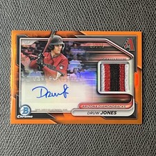 2024 Bowman Chrome /25 Druw Jones Auto Relic Orange Refractor #BCAR-DJ Patch SP