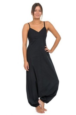 NWT FantaZia Black XL Jumpsuit Overalls Harem Pocket Festival Hippie Cotton Yoga
