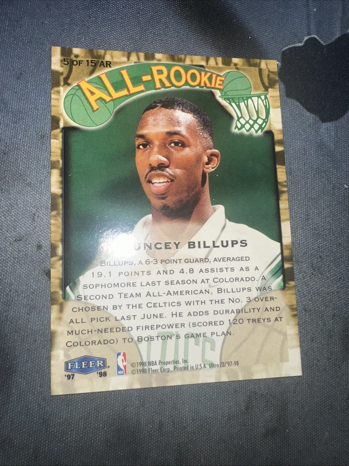 CHAUNCEY BILLUPS 1997-98 FLEER ULTRA ВСЕ ДЕБЮТАНТ КАРТА #5AR CELTICS RC - NM-НОВЫЙ!! - Изображение 3 из 3