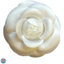 Handmade White Camellia Brooch Pin - Elegant Silk Fabric Flower Accessory, Am...