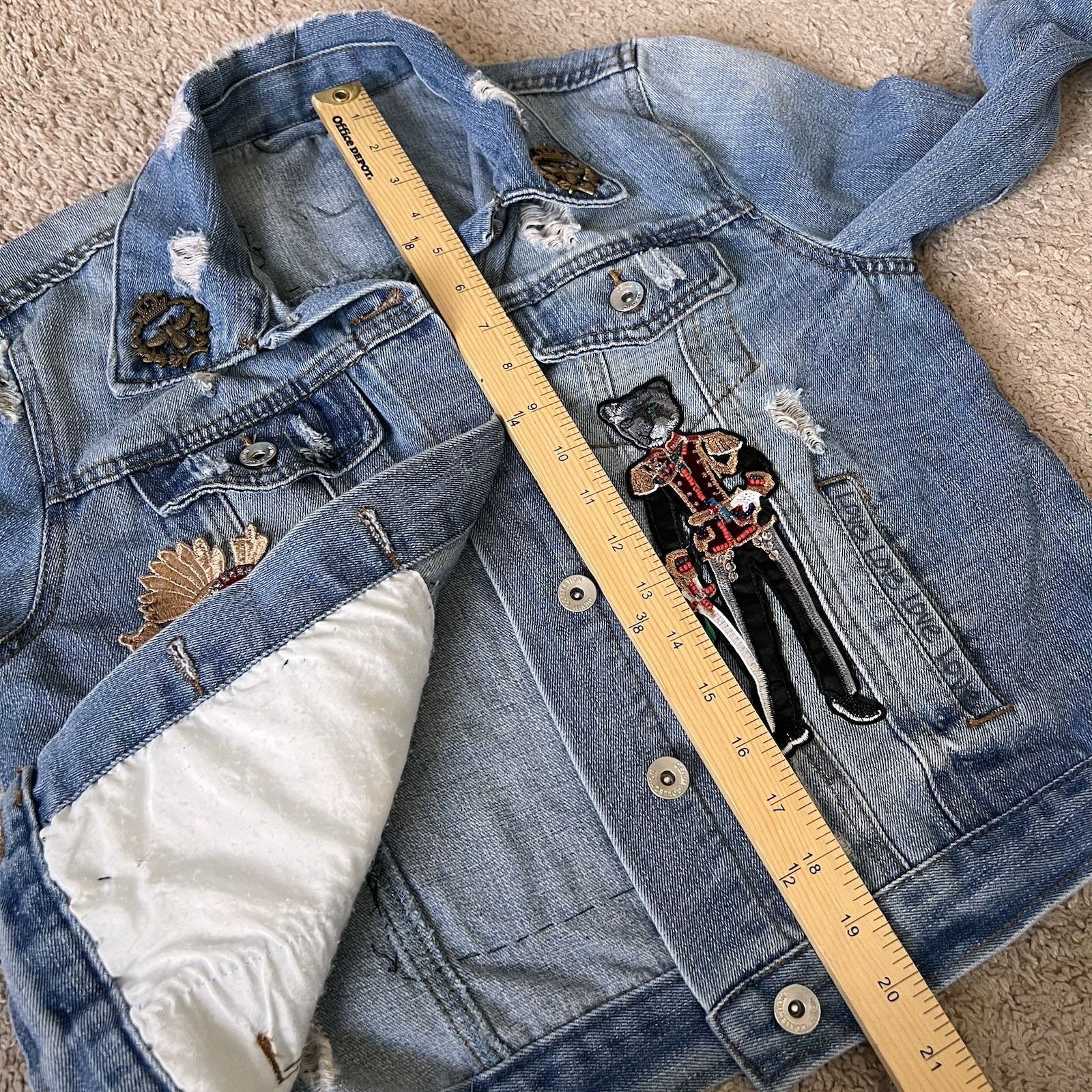 Handmade Embroidered Patchwork Denim Jacket with … - image 7