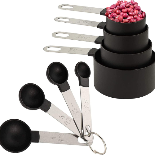 8-Piece Measuring Cups & Spoons Set Stainless Steel Handles Baking ...