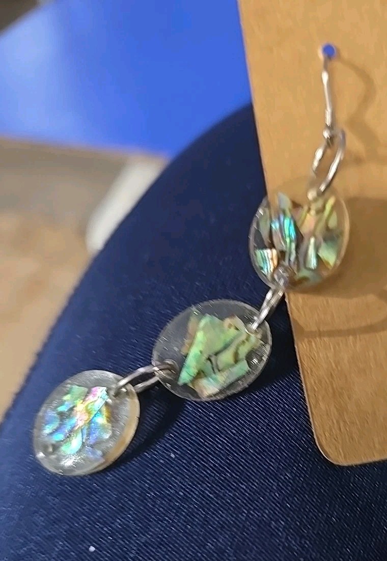 2 Pair Abalone Shell Gemstone handmade jewelry St… - image 2