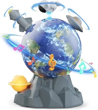 Magnetic Rotating Space Toy with Music & Light - 360° Spinning Rocket STEM Plays