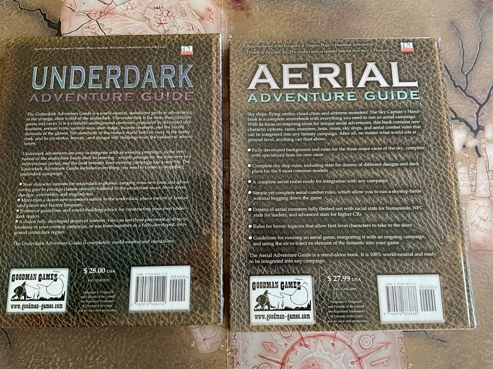 Goodman Games d20 Sistema RPG LOTE UNDERDARK Aerial Adventure Guide Sky Captain HC Foto 2 de 4