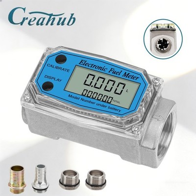 1'' Digital Turbine Flow Meter,20-120LPM Inline NPT Thread with LCD Display