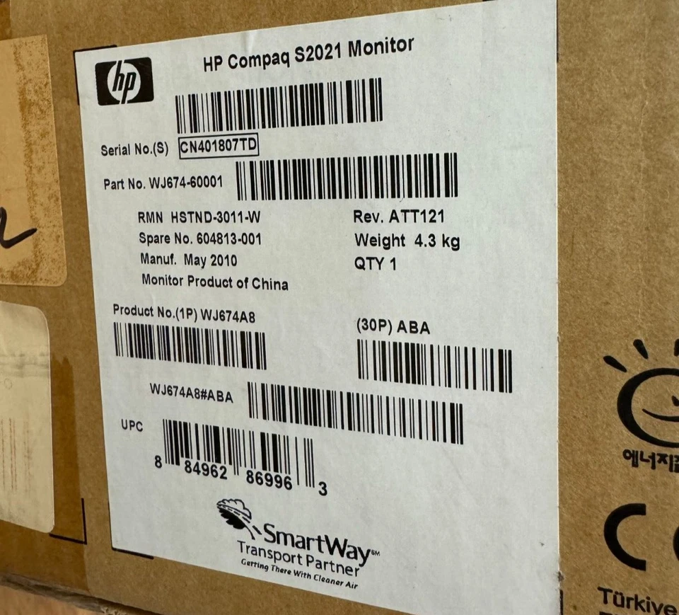 New HP  Compaq S2021 20" Widescreen LCD Flat Panel Computer Monitor WJ6474A8#ABA - Image 4 of 4