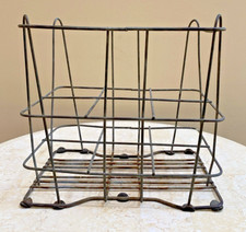 Vintage Heavy Wire 6 Bottle Milk Crate 14.5x10.5x11 Rustic Farmhouse Decor