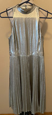 Ann Taylor Fit Flare Shimmery Dress, Sleeveless Pleated Skirt, Lined, Size 0