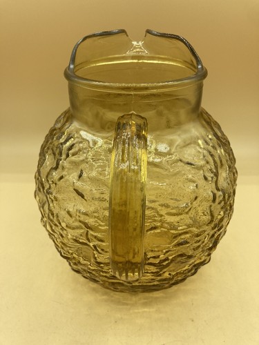 Vintage Anchor Hocking 64 oz Amber Glass Milano Lido Ball Large Pitcher - Picture 6 of 11
